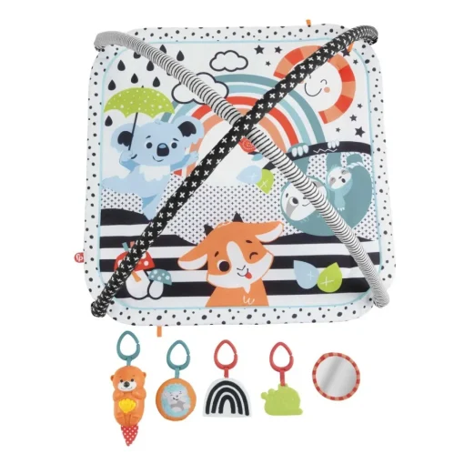 Fisher-Price Alfombra Gimnasio 3 En 1, Estampado Animalitos Divertidos, Manta Para Bebe Recien Nacido Con Accesorios * Preescolar