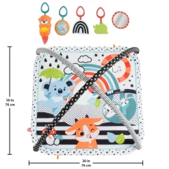 Fisher-Price Alfombra Gimnasio 3 En 1, Estampado Animalitos Divertidos, Manta Para Bebe Recien Nacido Con Accesorios * Preescolar