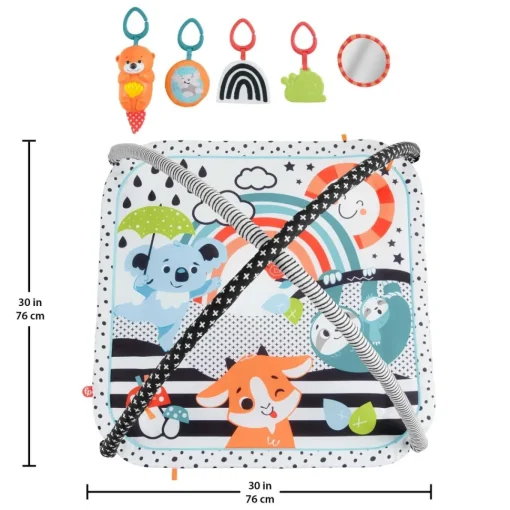 Fisher-Price Alfombra Gimnasio 3 En 1, Estampado Animalitos Divertidos, Manta Para Bebe Recien Nacido Con Accesorios * Preescolar
