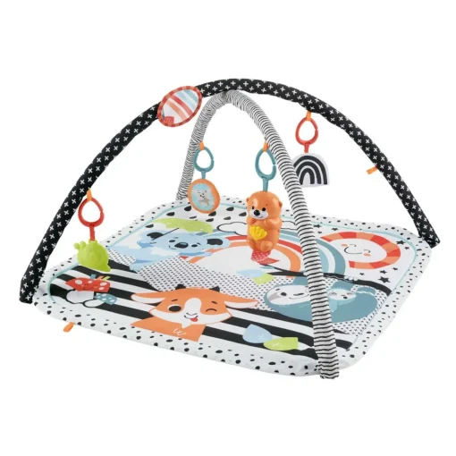 Fisher-Price Alfombra Gimnasio 3 En 1, Estampado Animalitos Divertidos, Manta Para Bebe Recien Nacido Con Accesorios * Preescolar